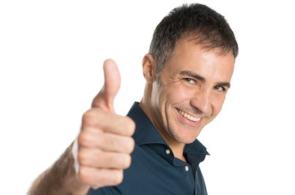 Satisfied Positive Man Gesturing Ok Sign Isolated On White Background